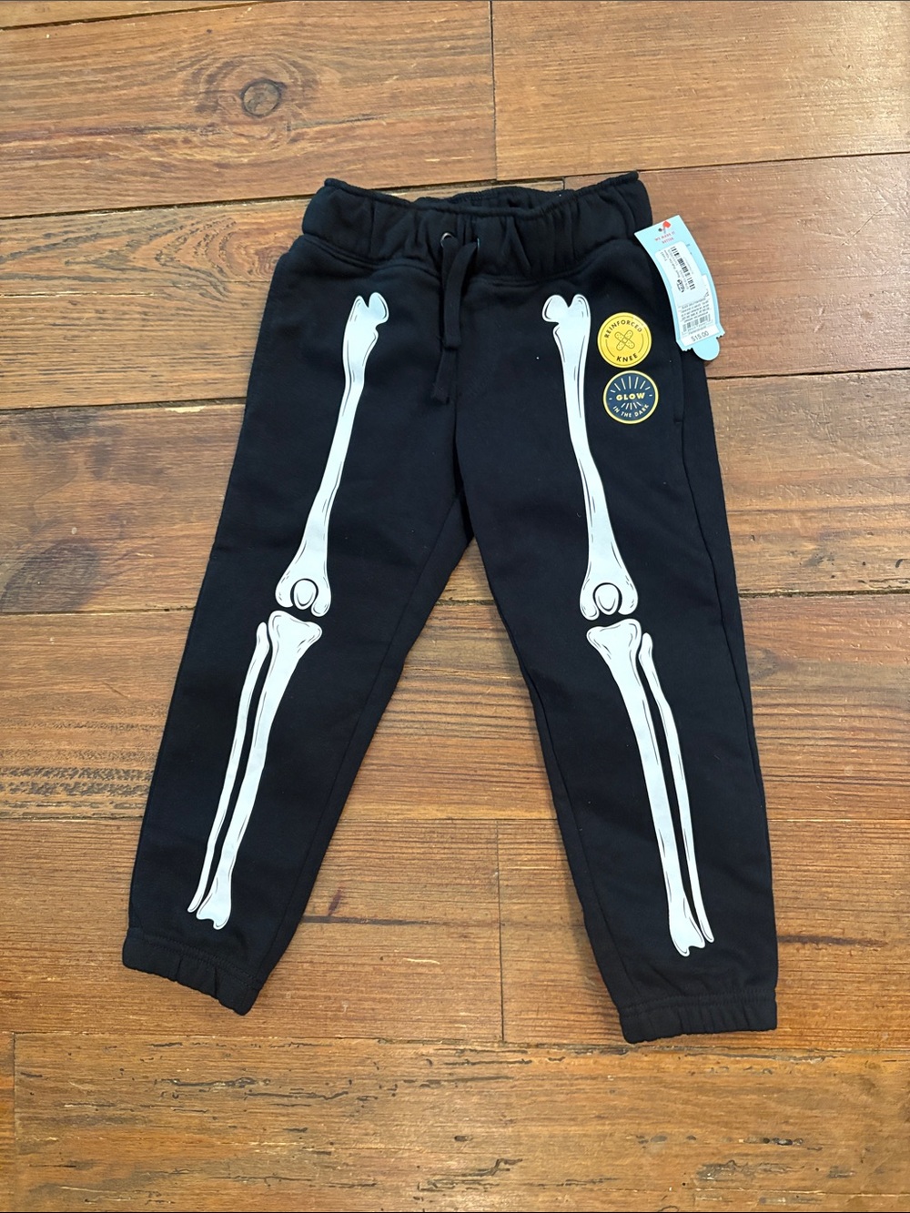 Cat & Jack Black Jogger Pants with White Bone Graphics